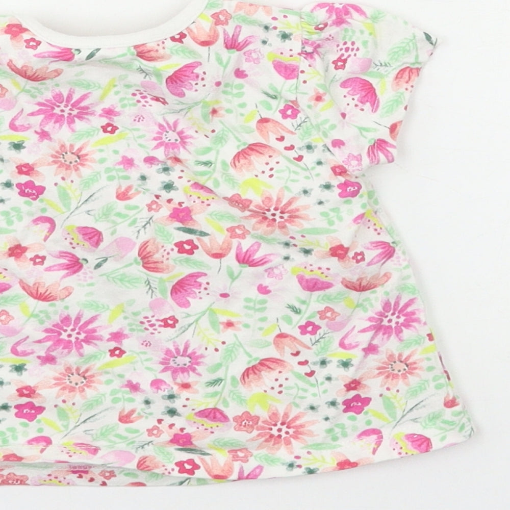 Nutmeg Baby White Floral  Basic T-Shirt Size 6-9 Months