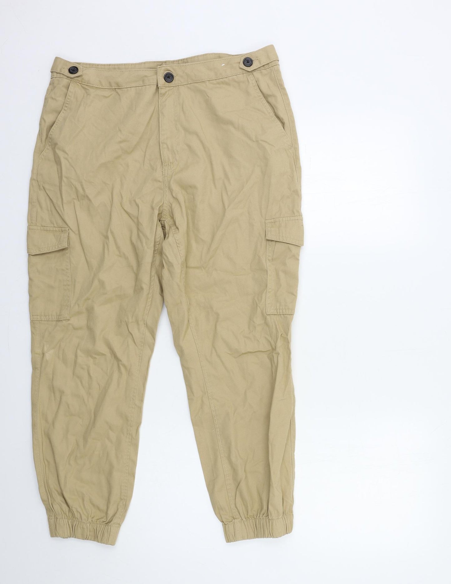 Primark Womens Beige   Cargo Trousers Size 14 L25 in