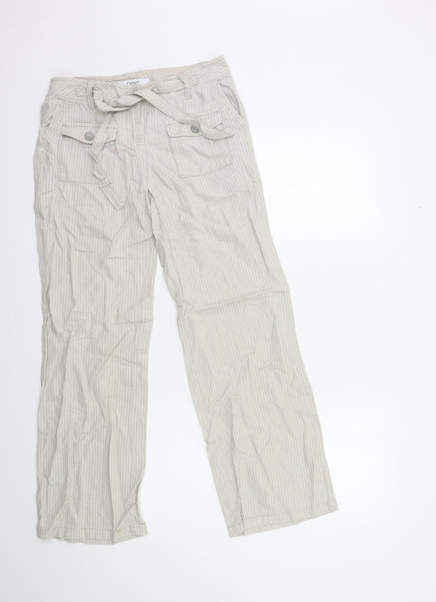 NEXT Womens Grey Striped  Trousers  Size 6 L29 in