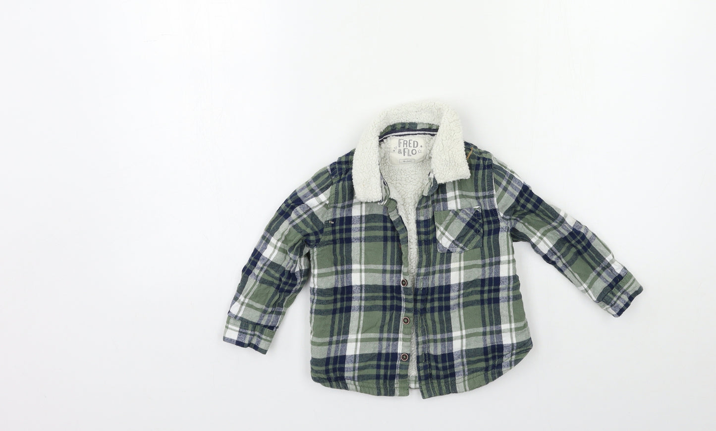 FRED & FLO Baby Green Check  Jacket  Size 18-24 Months