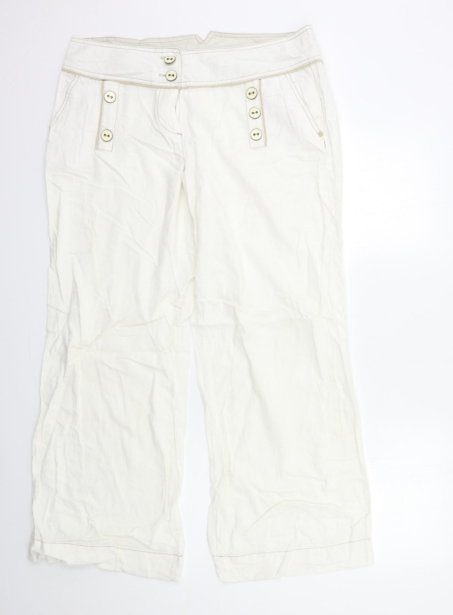 NEXT Womens White   Trousers  Size 16 L30 in