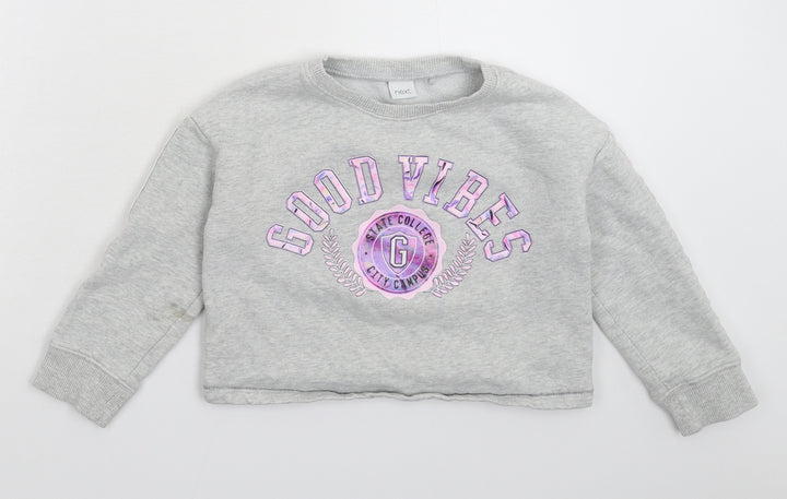 NEXT Girls Grey Pullover Sweatshirt Size 6 Years