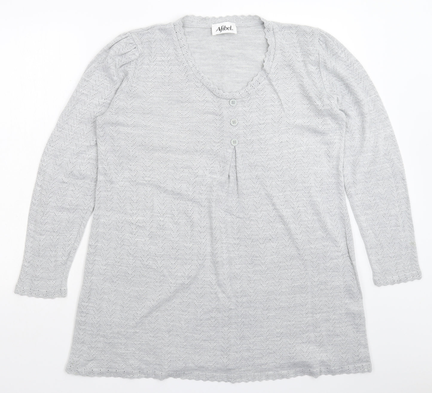 Afibel Womens Grey  Knit Pullover Jumper Size 18