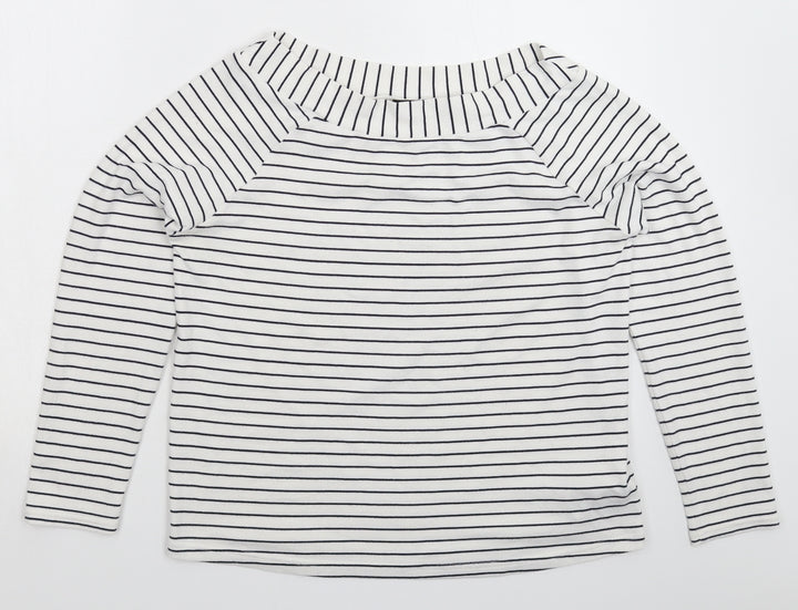 F&F Womens White Striped Pullover Jumper Size 14