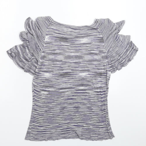 Et Vous Womens Grey Striped Knit Pullover Jumper Size 18