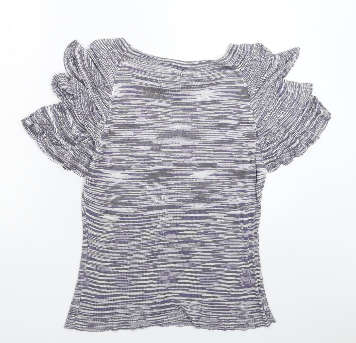 Et Vous Womens Grey Striped Knit Pullover Jumper Size 18
