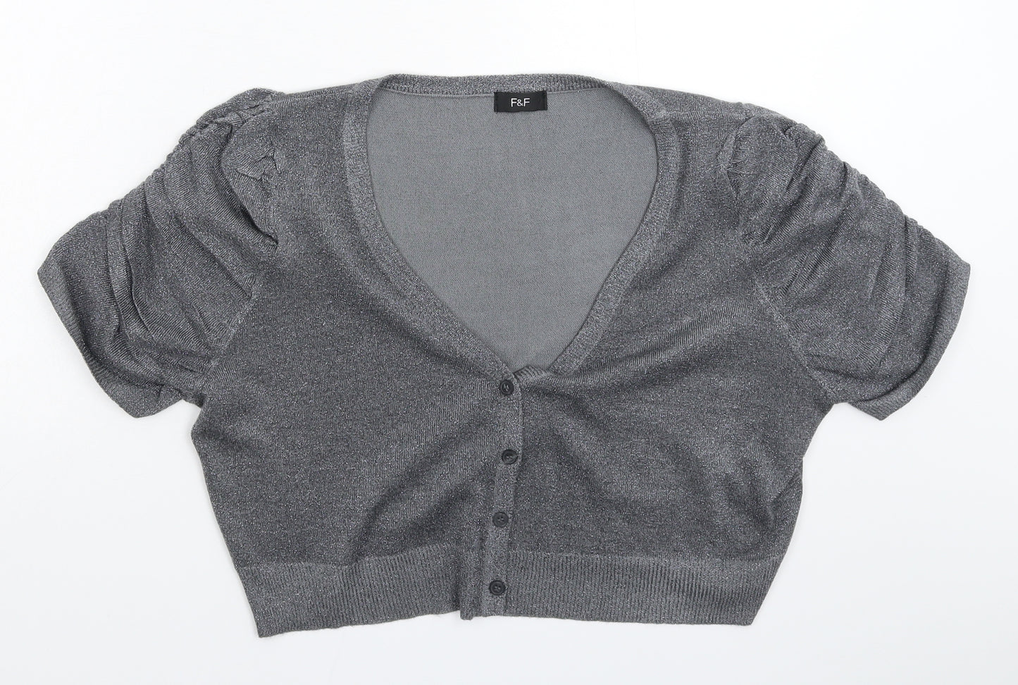 F&F Womens Silver  Knit Cardigan Jumper Size 18