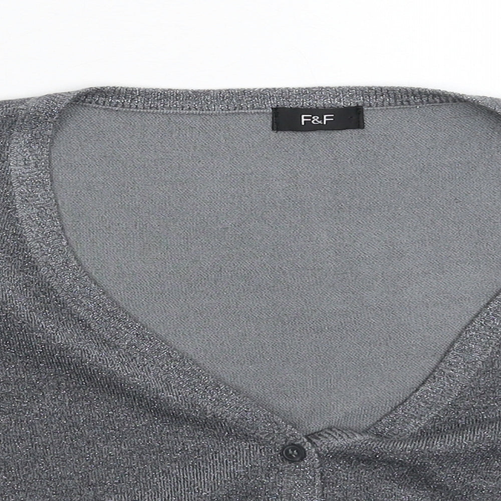 F&F Womens Silver  Knit Cardigan Jumper Size 18