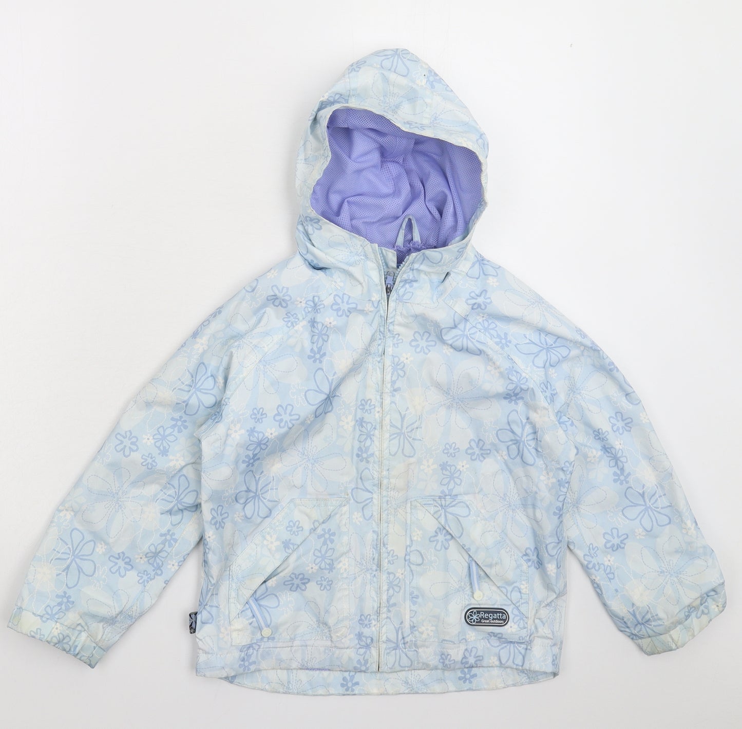 Regatta Girls Blue Floral  Rain Coat Coat Size 5-6 Years