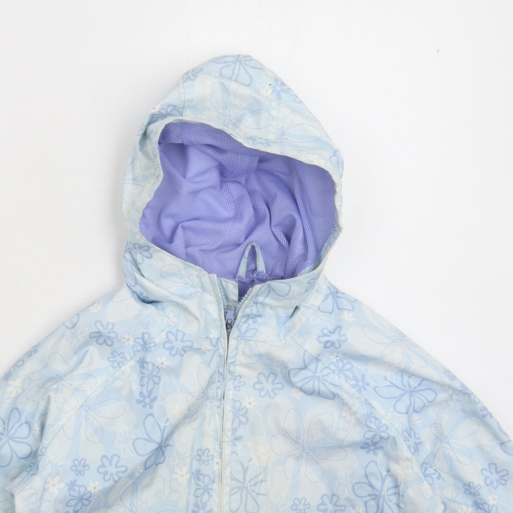 Regatta Girls Blue Floral  Rain Coat Coat Size 5-6 Years