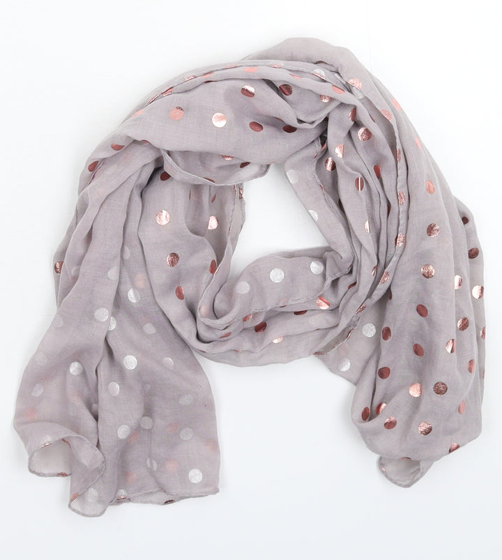 Preworn Womens Grey Polka Dot Knit Scarf