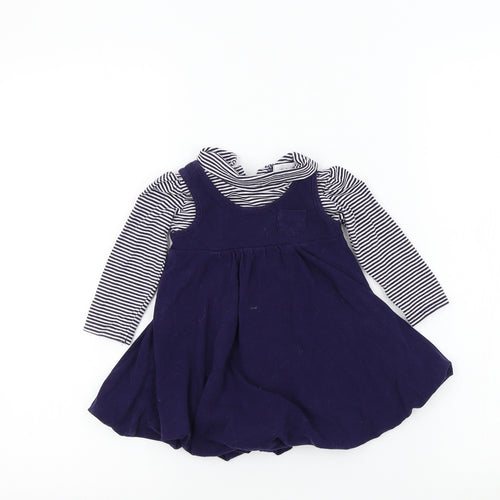 Earlydays Girls Blue Colourblock  Fit & Flare  Size 9-12 Months