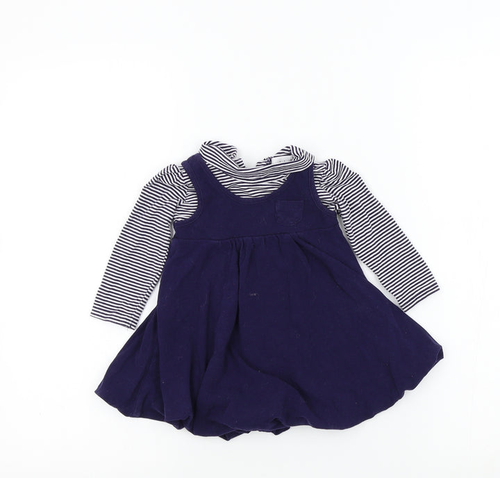 Earlydays Girls Blue Colourblock  Fit & Flare  Size 9-12 Months