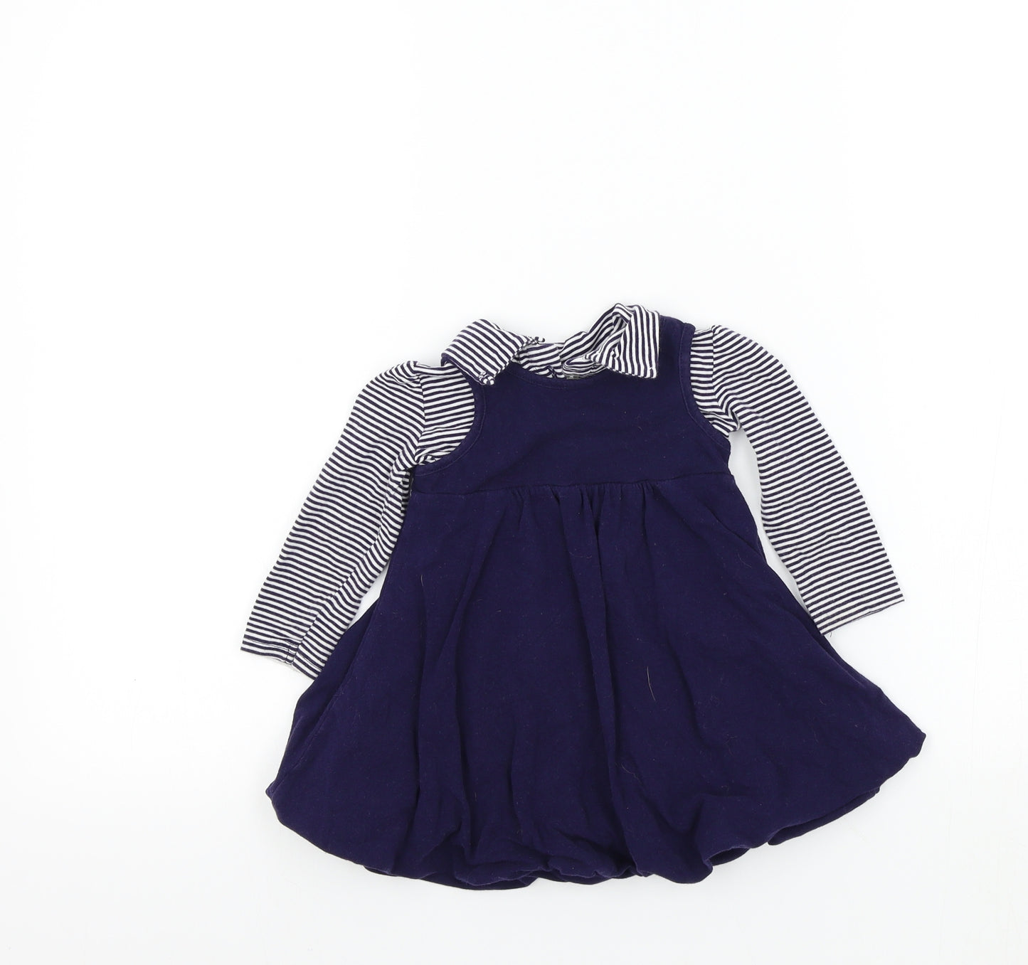 Earlydays Girls Blue Colourblock  Fit & Flare  Size 9-12 Months