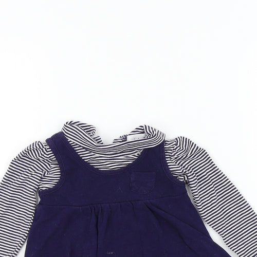 Earlydays Girls Blue Colourblock  Fit & Flare  Size 9-12 Months