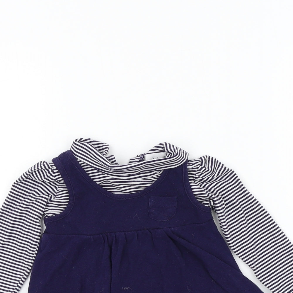 Earlydays Girls Blue Colourblock  Fit & Flare  Size 9-12 Months