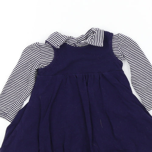 Earlydays Girls Blue Colourblock  Fit & Flare  Size 9-12 Months