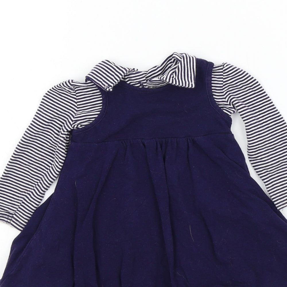 Earlydays Girls Blue Colourblock  Fit & Flare  Size 9-12 Months