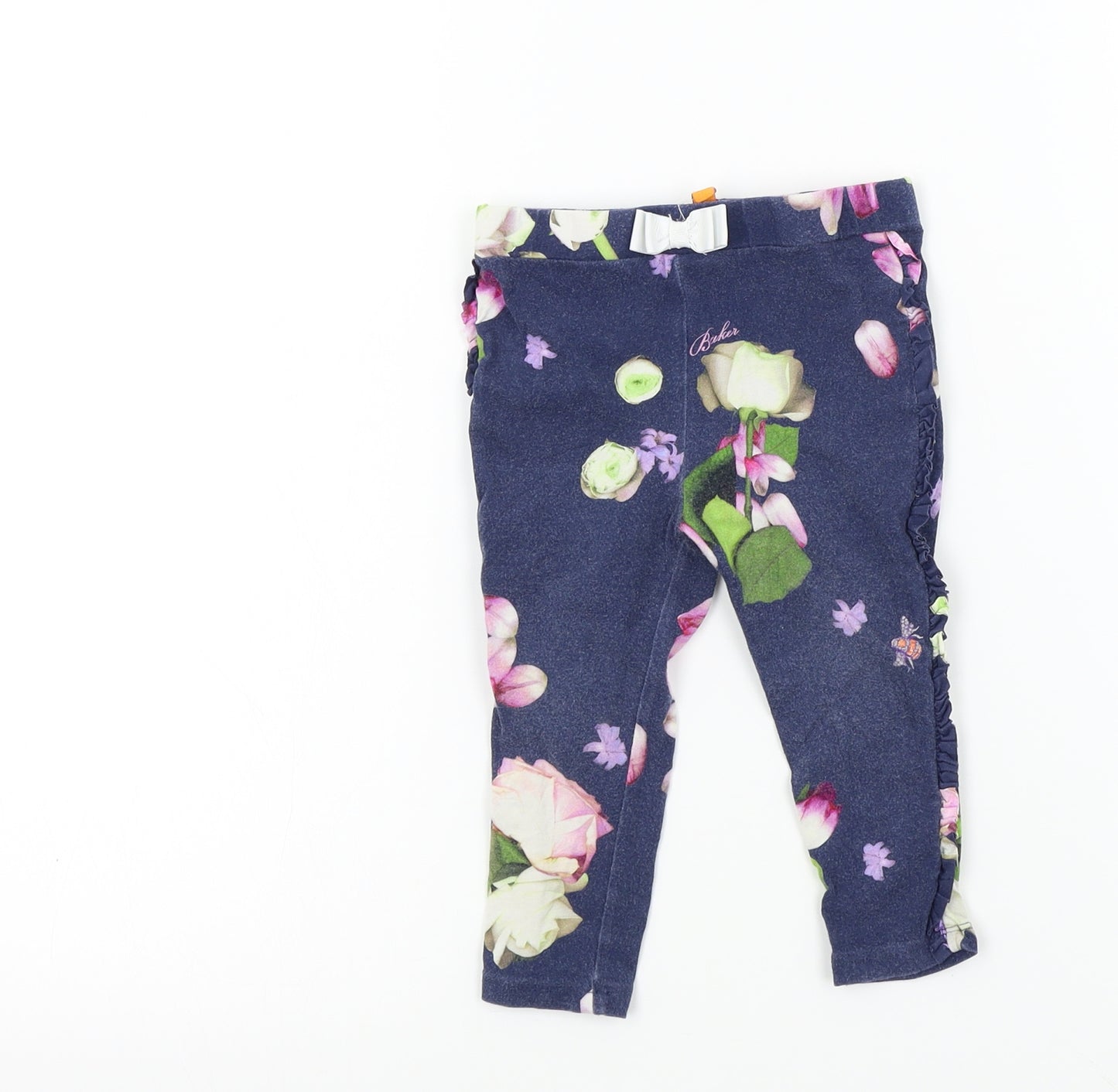 Ted Baker Girls Blue Floral  Jogger Leggings Size 12-18 Months