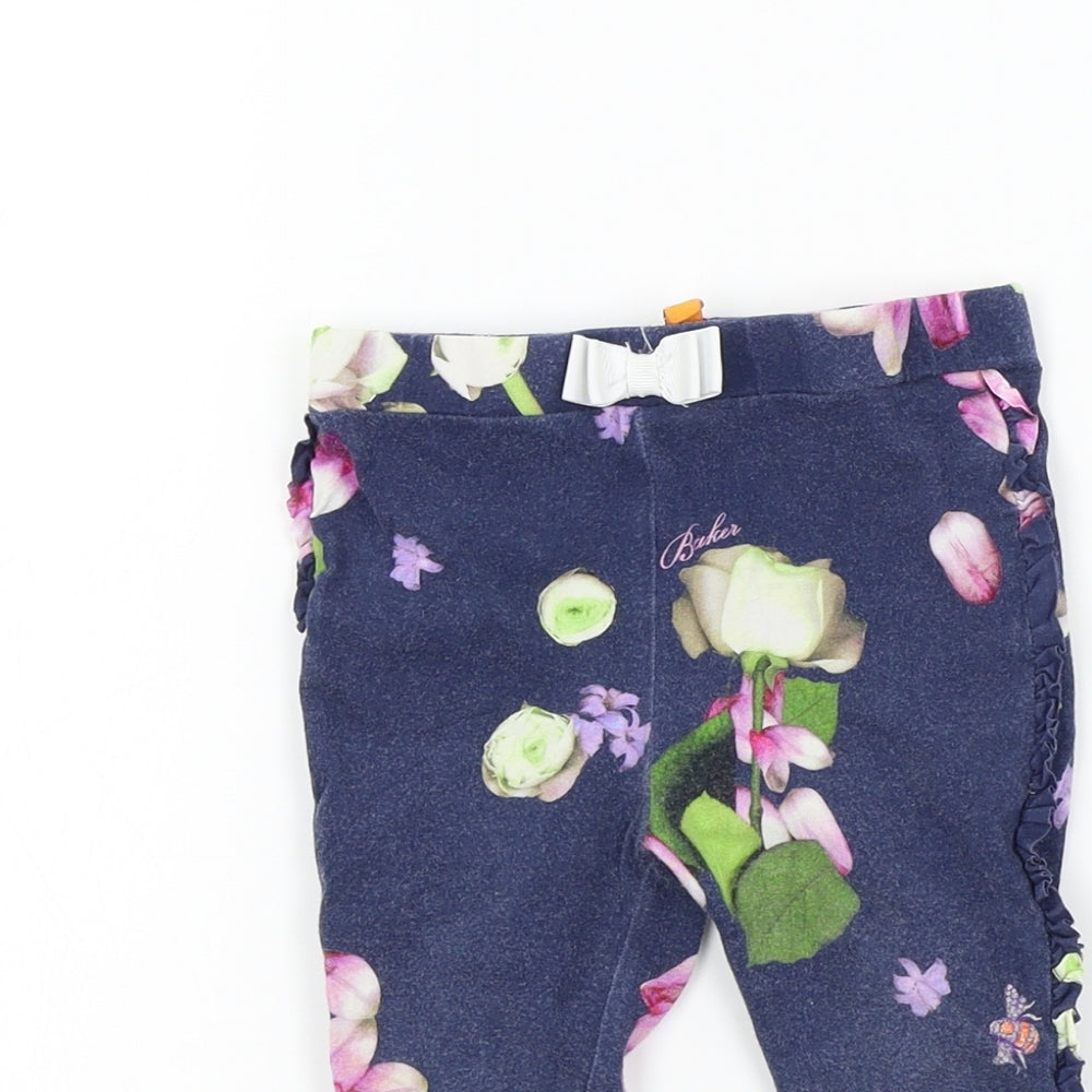 Ted Baker Girls Blue Floral  Jogger Leggings Size 12-18 Months