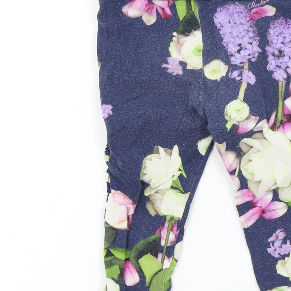 Ted Baker Girls Blue Floral  Jogger Leggings Size 12-18 Months
