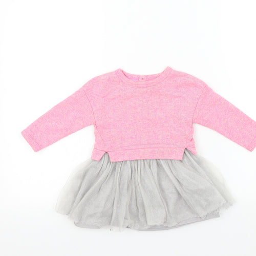 mini v Girls Pink Colourblock  Fit & Flare  Size 9-12 Months