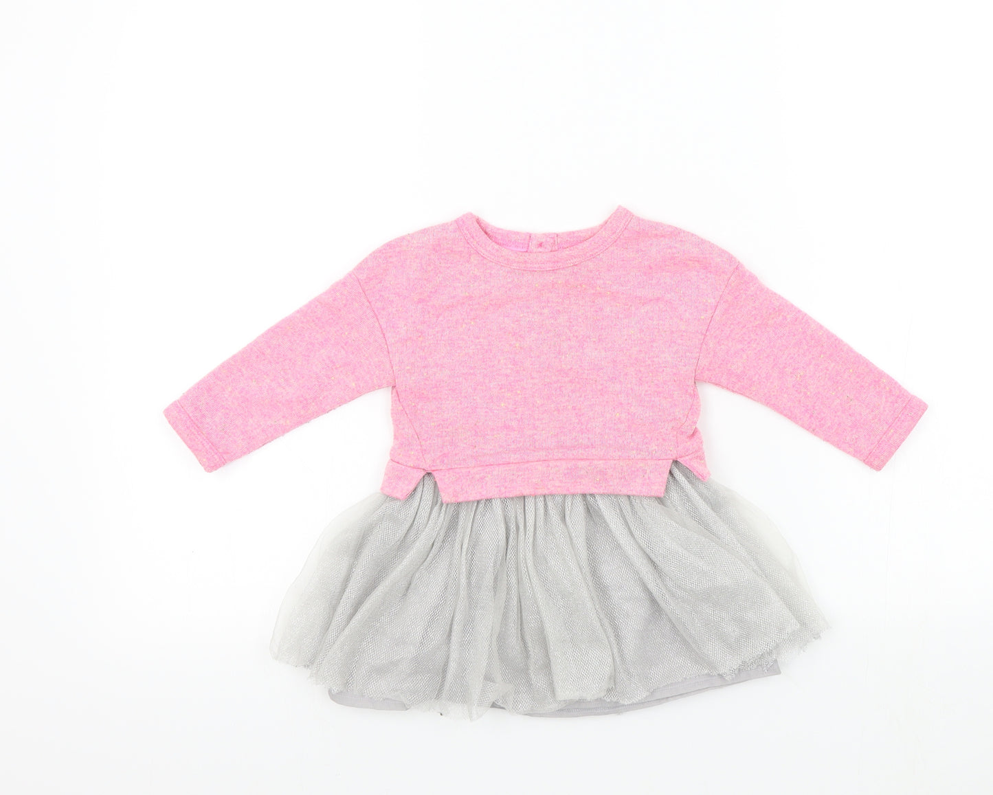 mini v Girls Pink Colourblock  Fit & Flare  Size 9-12 Months