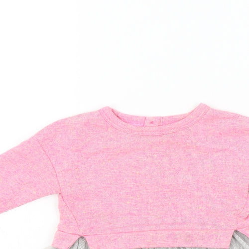 mini v Girls Pink Colourblock  Fit & Flare  Size 9-12 Months