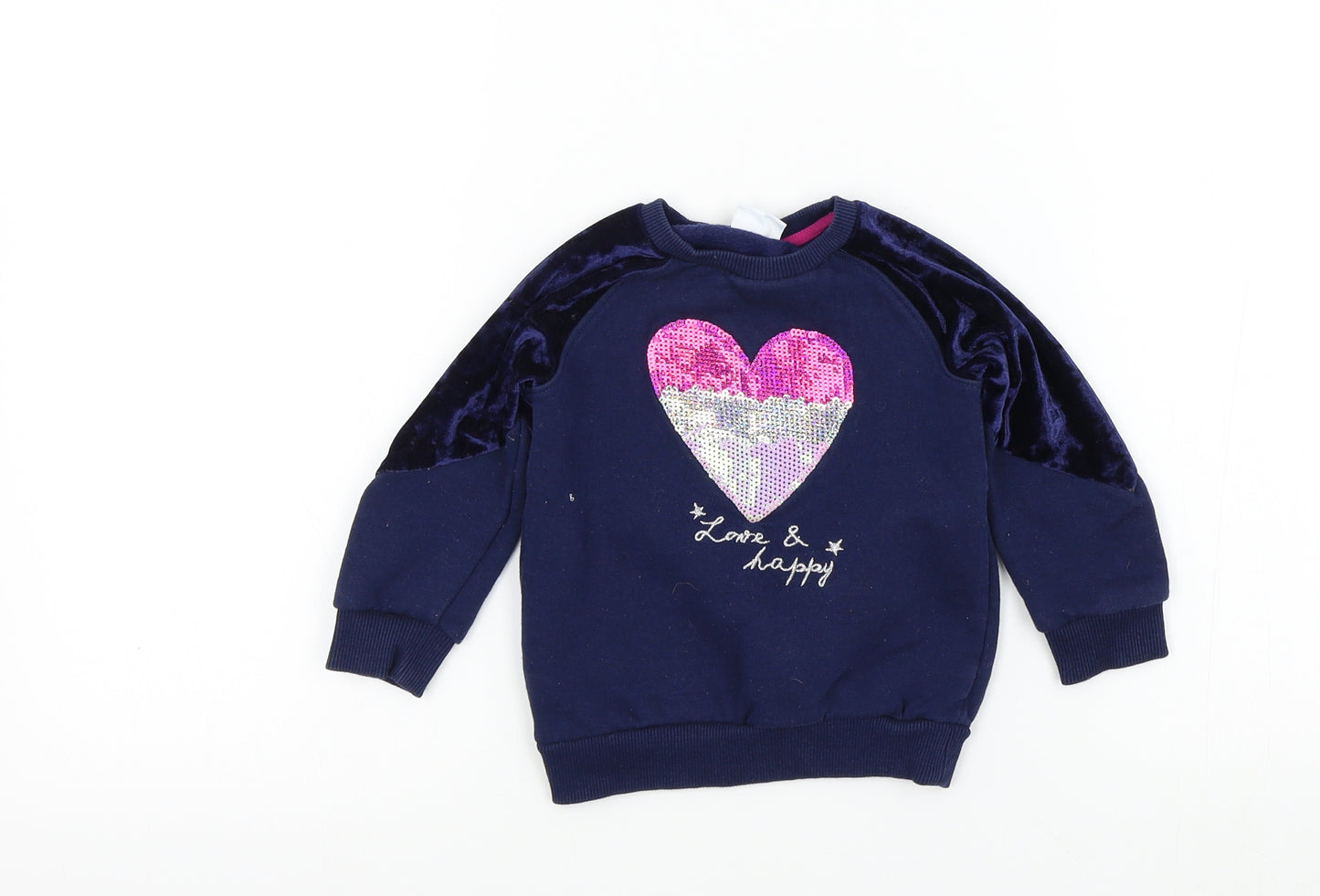 F&F Girls Black Colourblock  Pullover Jumper Size 12-18 Months