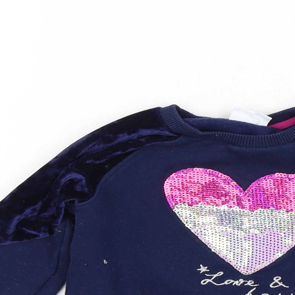 F&F Girls Black Colourblock  Pullover Jumper Size 12-18 Months