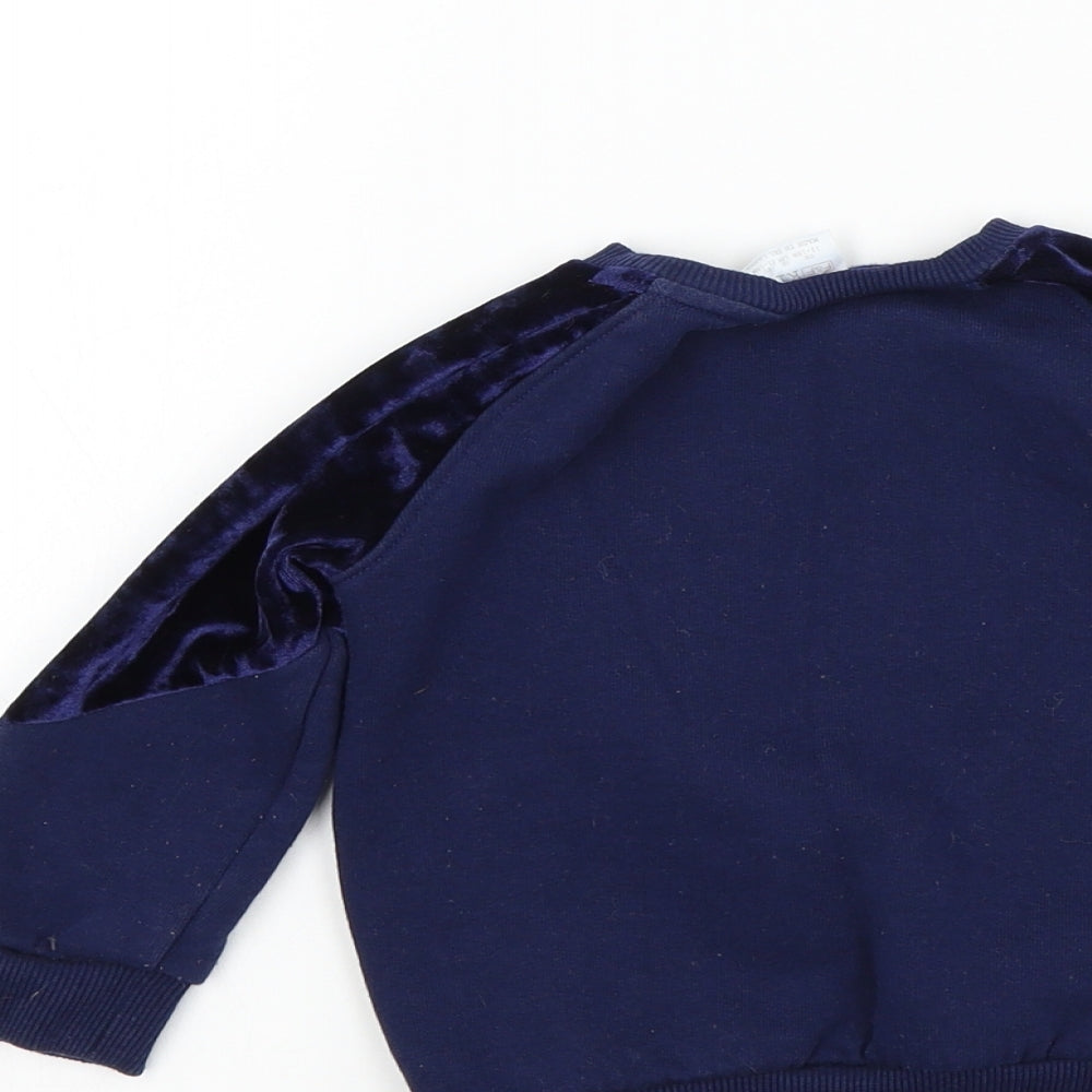 F&F Girls Black Colourblock  Pullover Jumper Size 12-18 Months