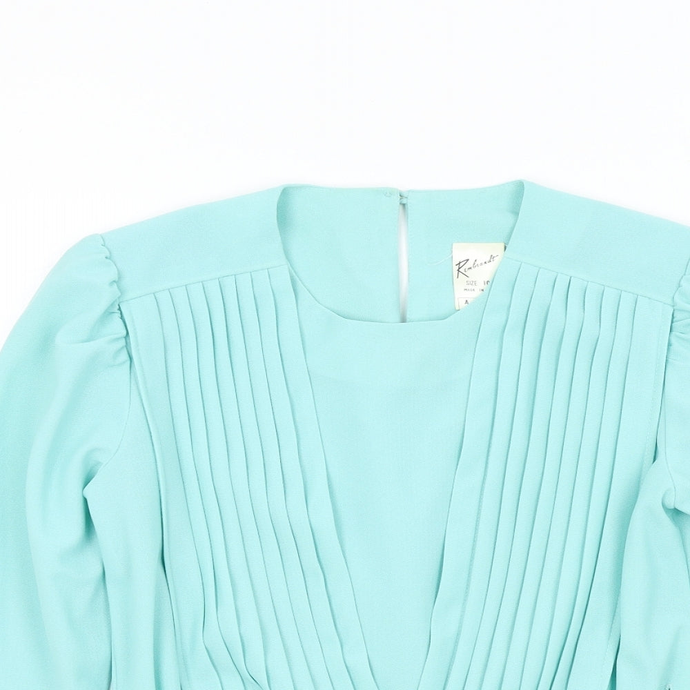 Rembrandt Womens Blue Colourblock  Basic Blouse Size 10