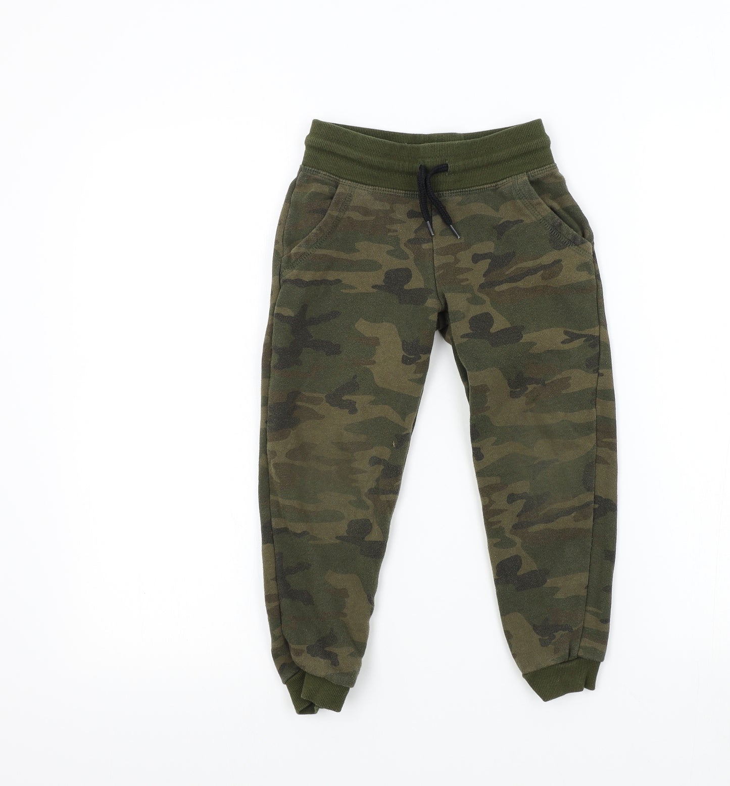 Primark Boys Green Camouflage  Jogger Trousers Size 5-6 Years