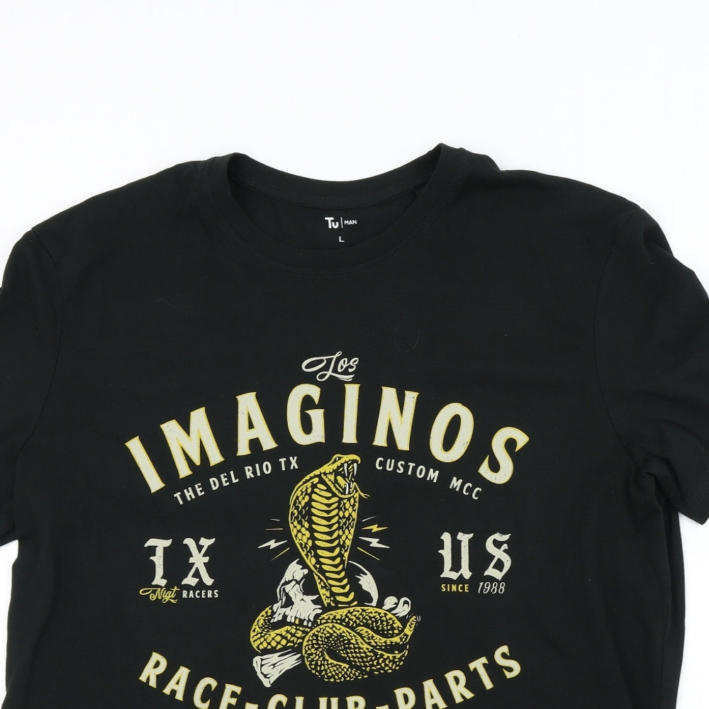 TU Mens Black Colourblock   T-Shirt Size L