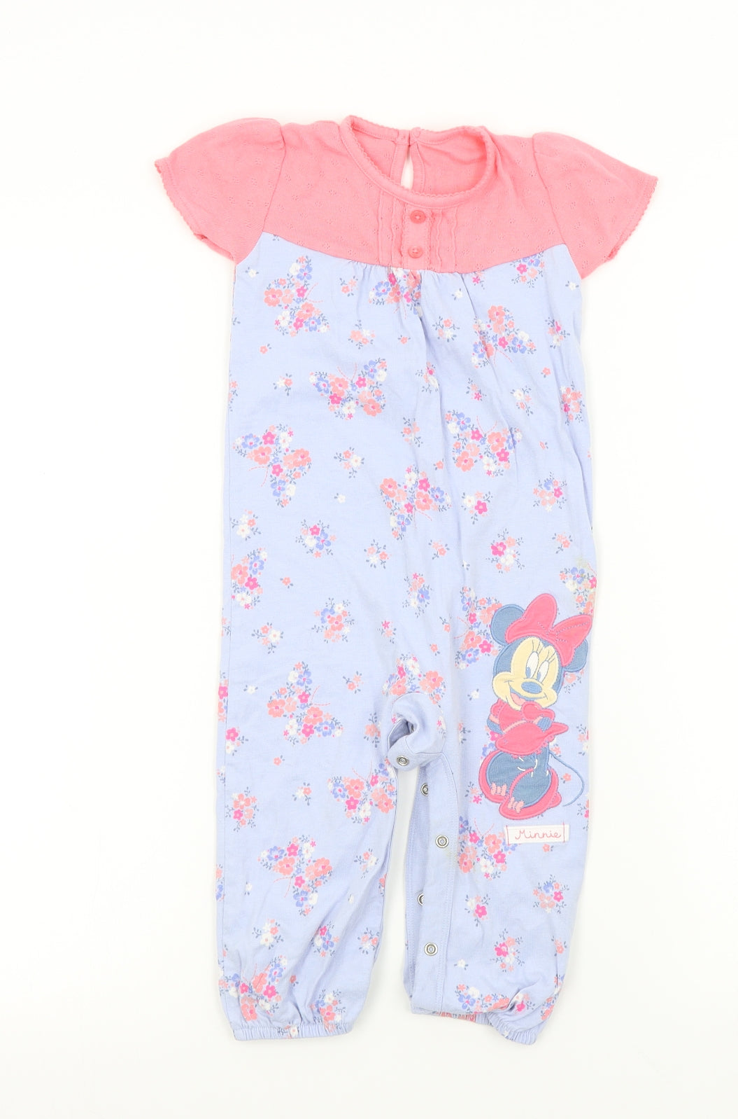 George Girls Blue Colourblock  Babygrow One-Piece Size 12-18 Months  - disney, minnie mouse