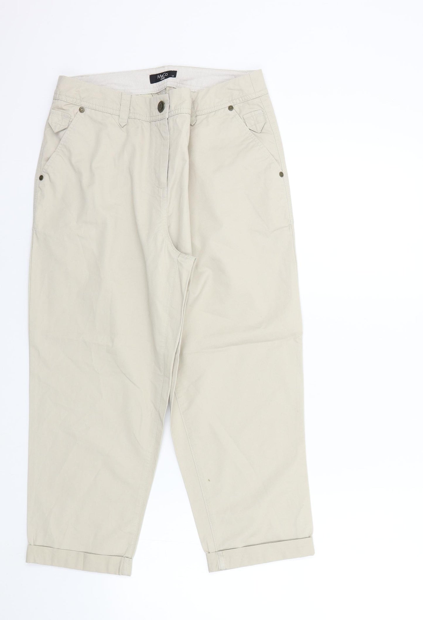 M&Co Womens Beige Colourblock  Bermuda Shorts Size 12