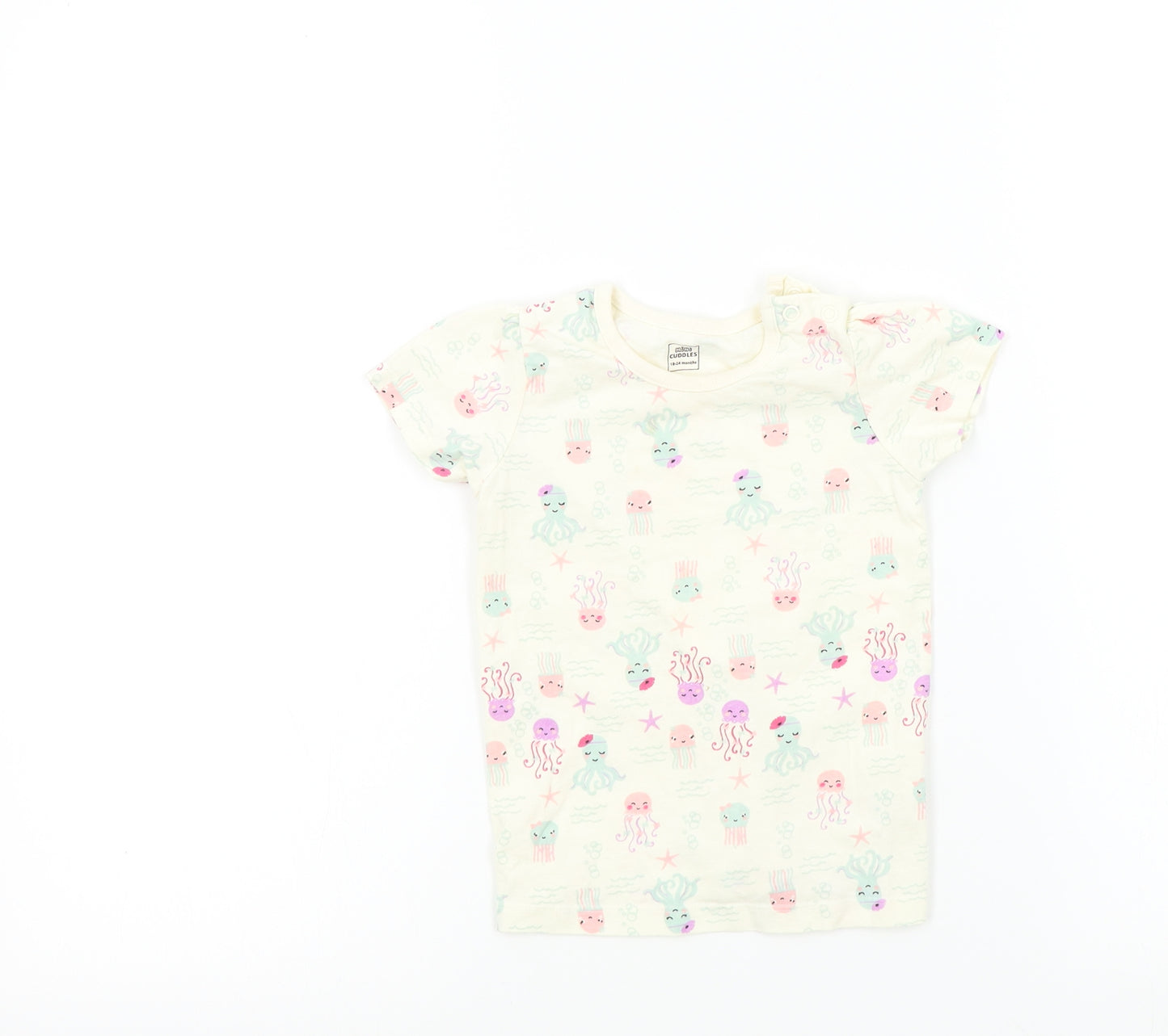 Mini Cuddles Girls Beige Geometric  Basic T-Shirt Size 18-24 Months