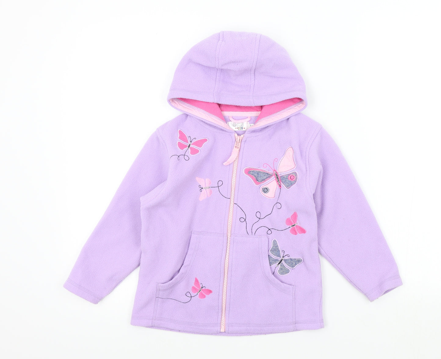 GR8 Girls Purple Colourblock  Full Zip Jumper Size 5-6 Years