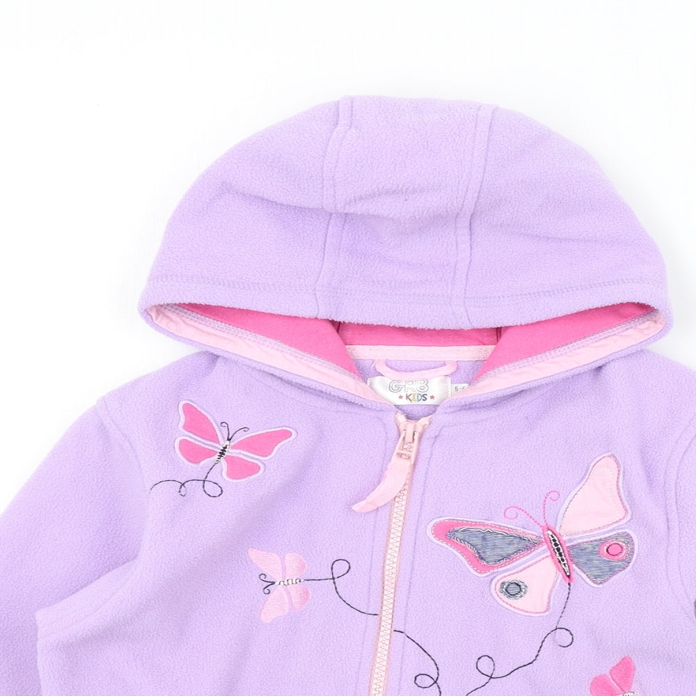 GR8 Girls Purple Colourblock  Full Zip Jumper Size 5-6 Years