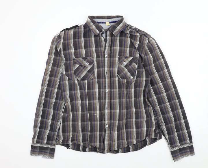 ASOS Mens Brown Check Button-Up Size L