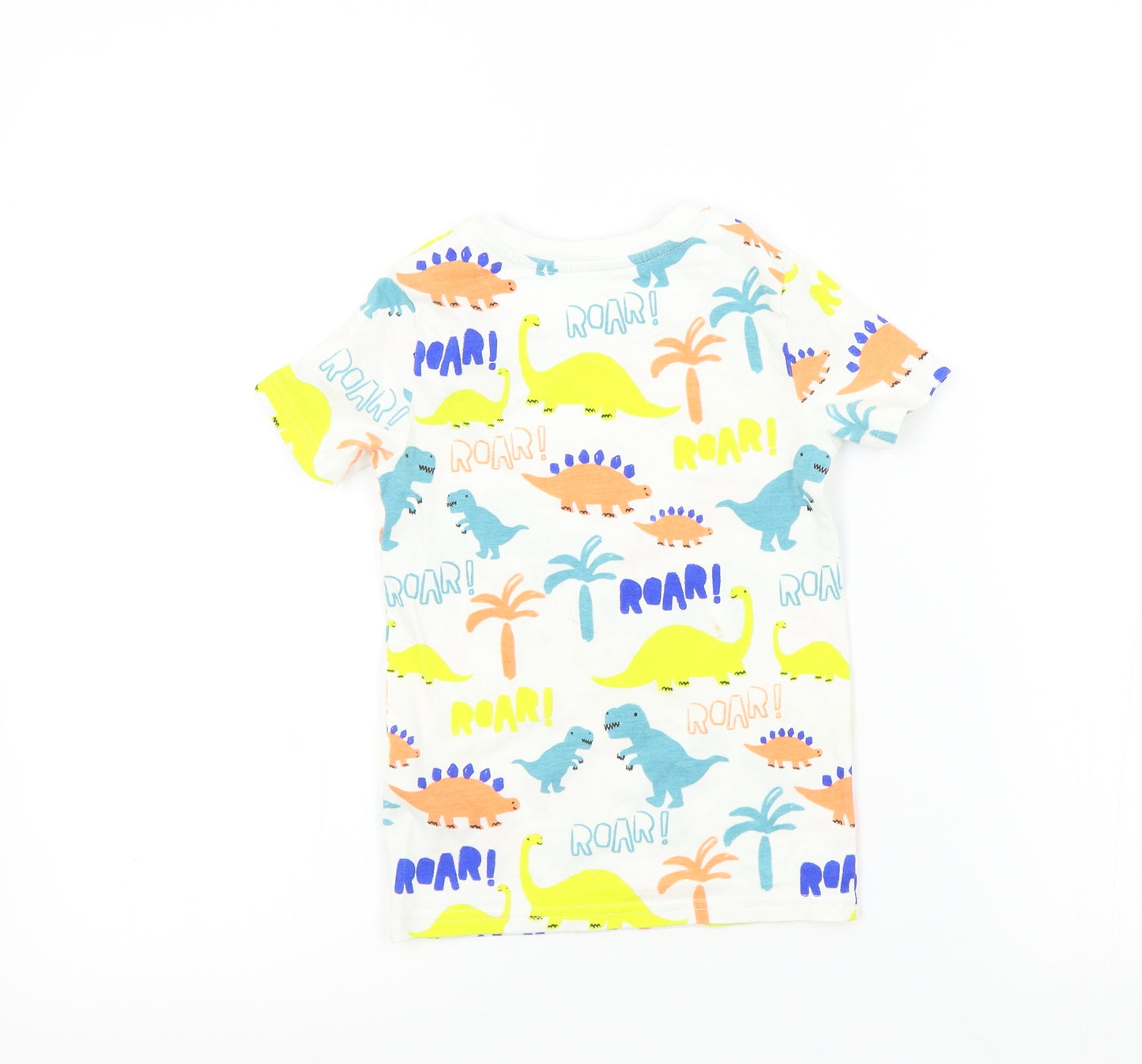 M&S Boys White Geometric  Basic T-Shirt Size 4-5 Years