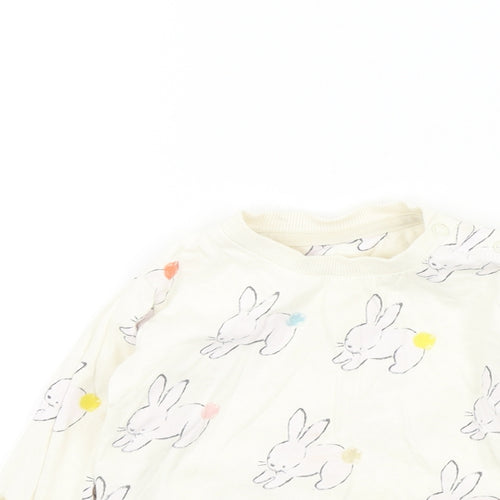 M&S Girls White Geometric  Basic T-Shirt Size 18-24 Months