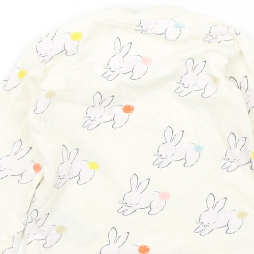 M&S Girls White Geometric  Basic T-Shirt Size 18-24 Months