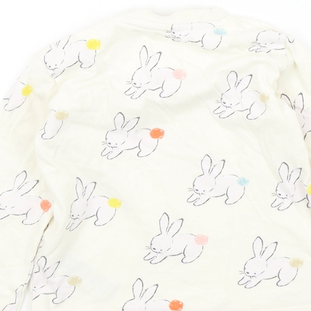 M&S Girls White Geometric  Basic T-Shirt Size 18-24 Months