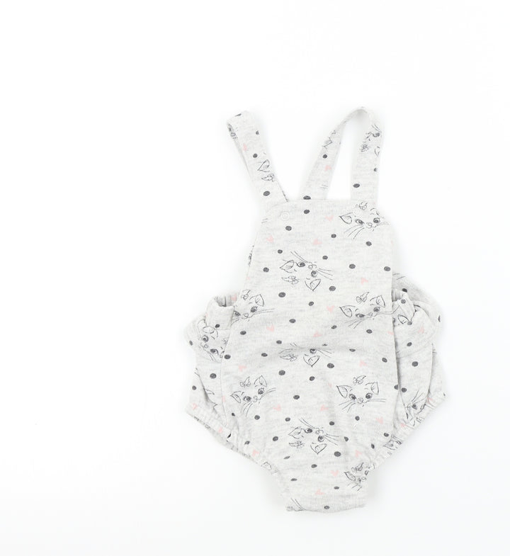 George Girls Grey Colourblock Dungaree One-Piece Size 12-18 Months