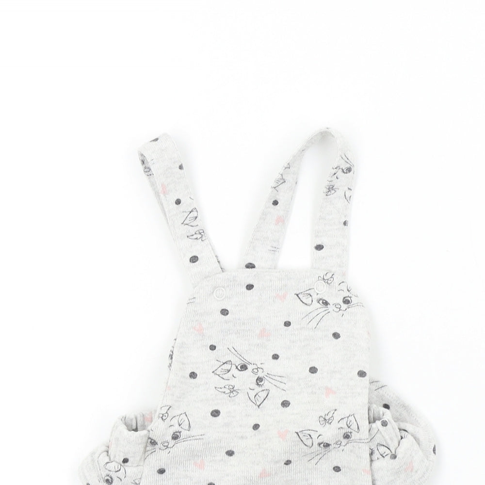 George Girls Grey Colourblock  Dungaree One-Piece Size 12-18 Months