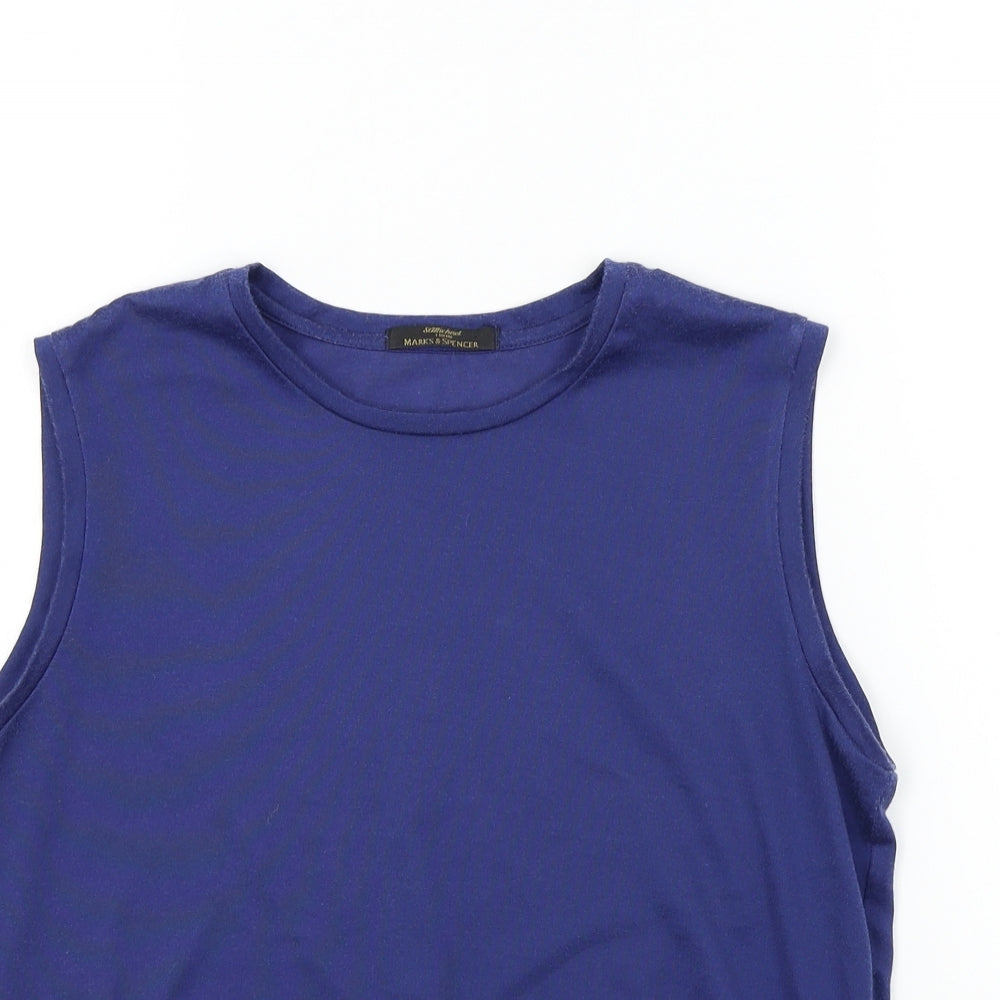 M&S Womens Blue Colourblock  Basic T-Shirt Size 12