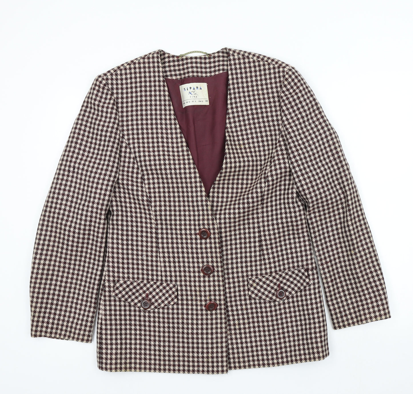 separa Womens Purple Geometric  Jacket Blazer Size 12