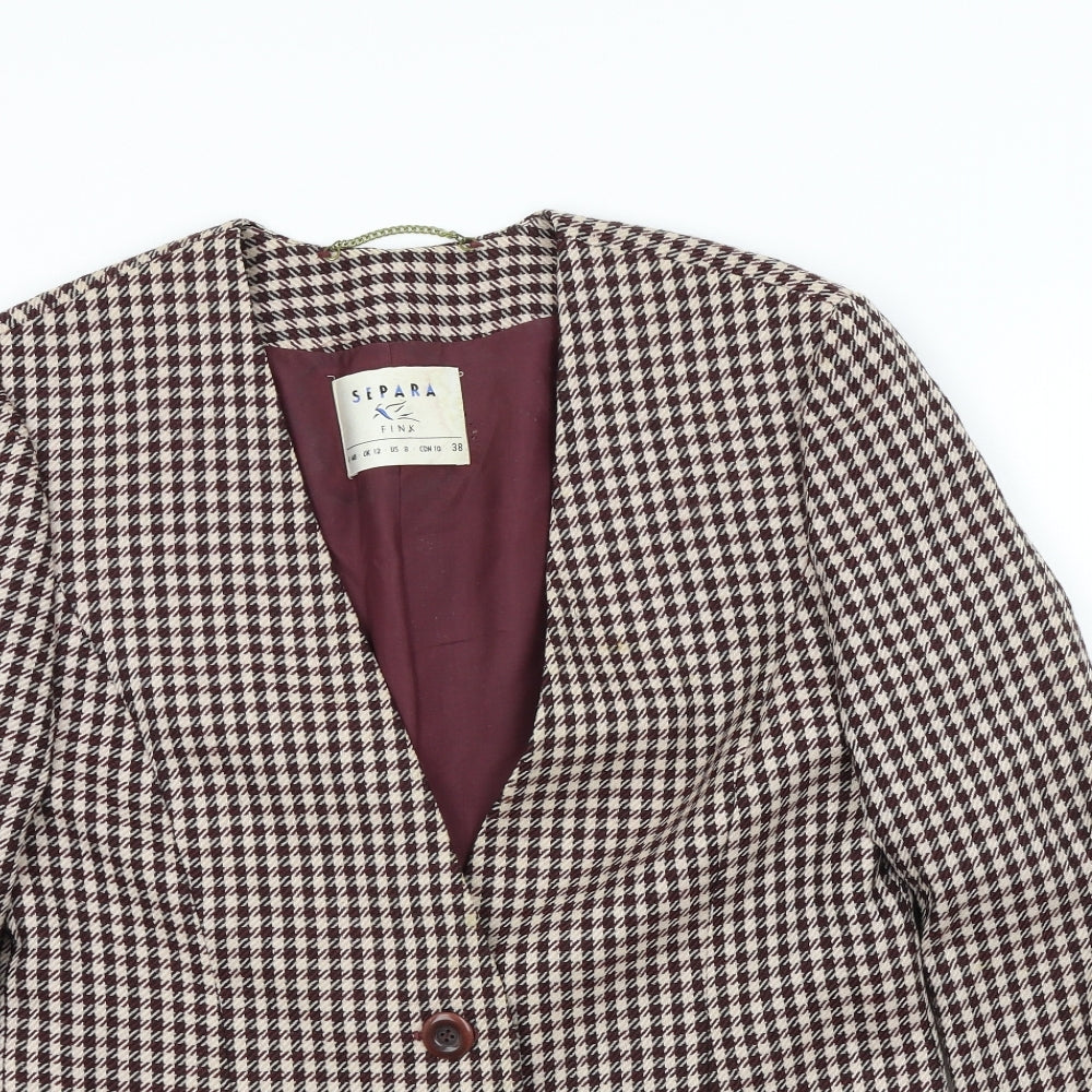 separa Womens Purple Geometric  Jacket Blazer Size 12