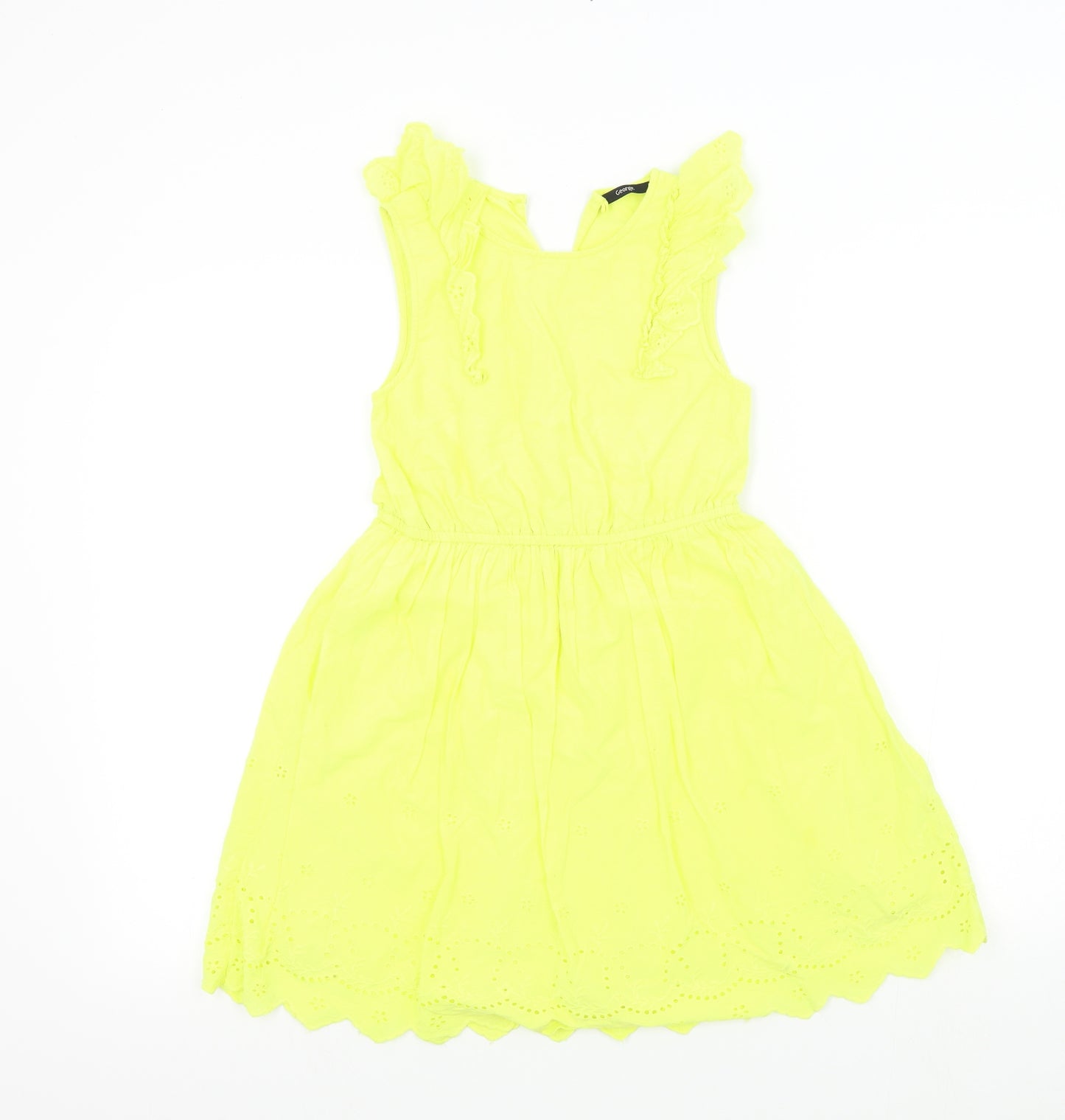 George Girls Yellow Colourblock  Fit & Flare  Size 8-9 Years
